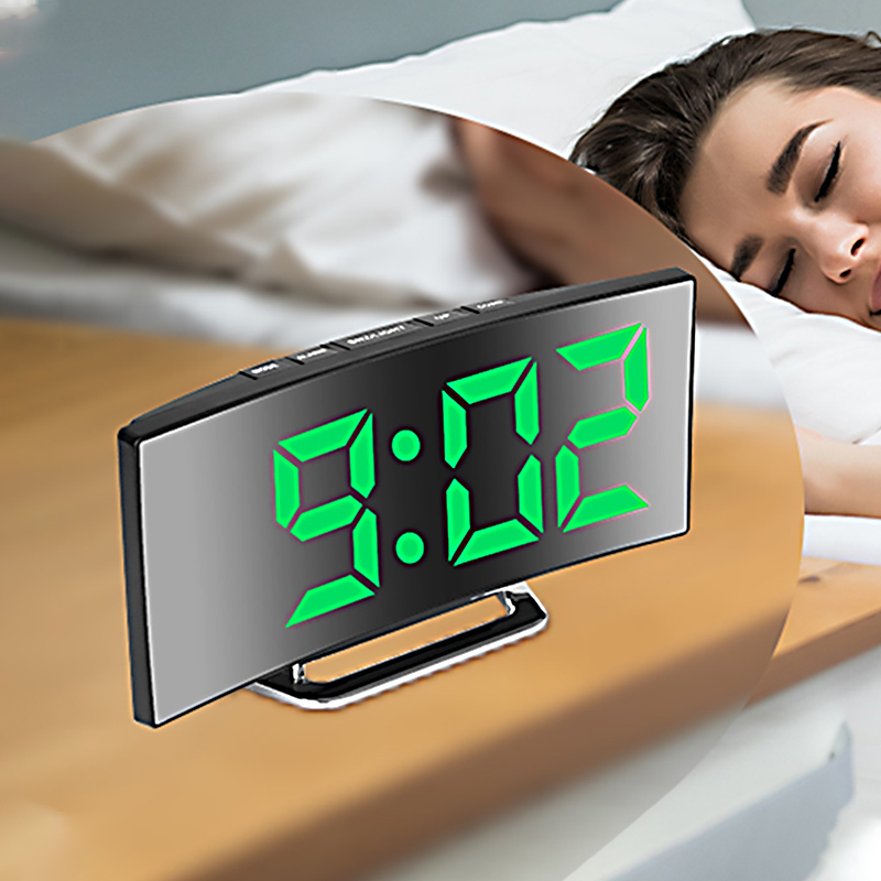Electronics Gadgets For Home - LED Digital Alarm Clock Curved Screen